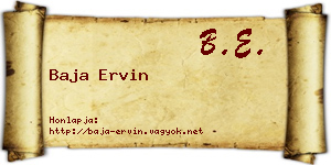 Baja Ervin névjegykártya